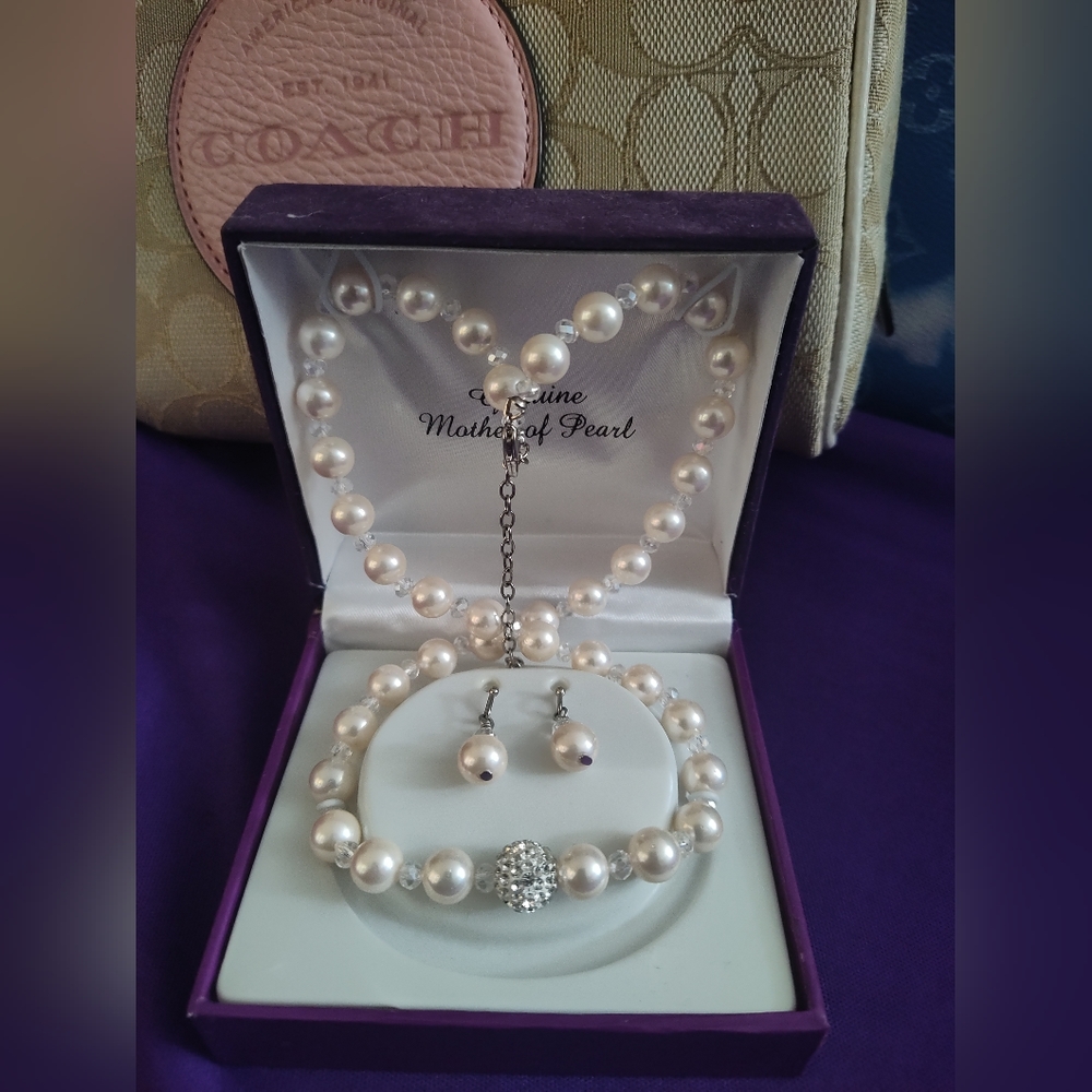 Mother of Pearl Earring and Necklace Set
